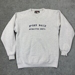 Vintage Phi Mu Sweatshirt Sz Large Gray College Athletic Dep Sorority Fraternity